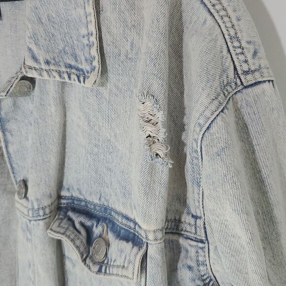 Banana Republic Distressed  Denim Jacket Light Wash Size Small - Picture 3 of 8